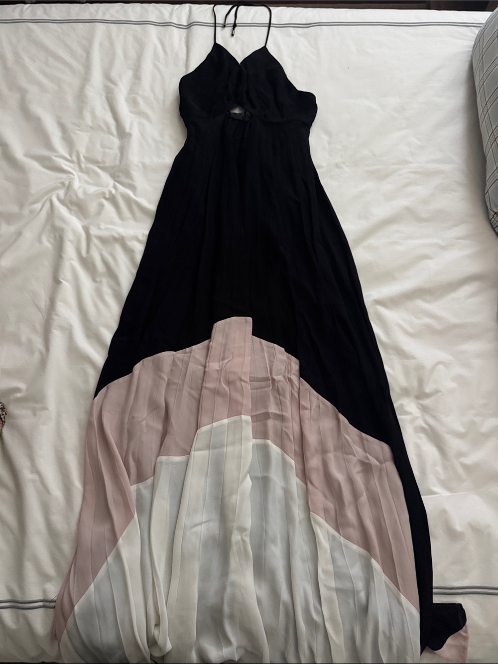Karina Grimaldi Black, Blush & White Colorblock Maxi Dress